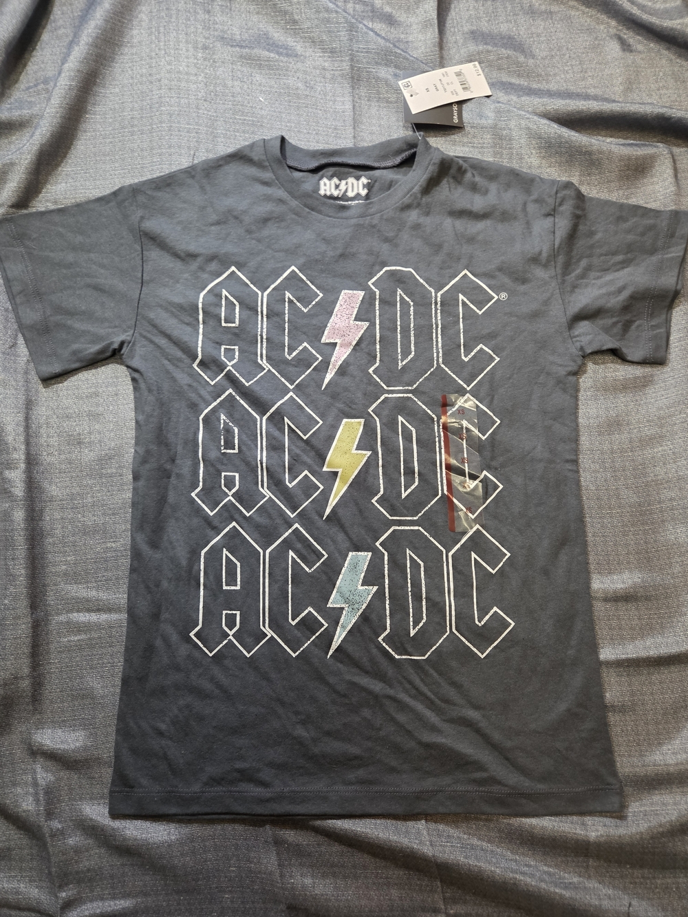 AC/DC Graphic Band Tee with Colorful Lightning Bolts